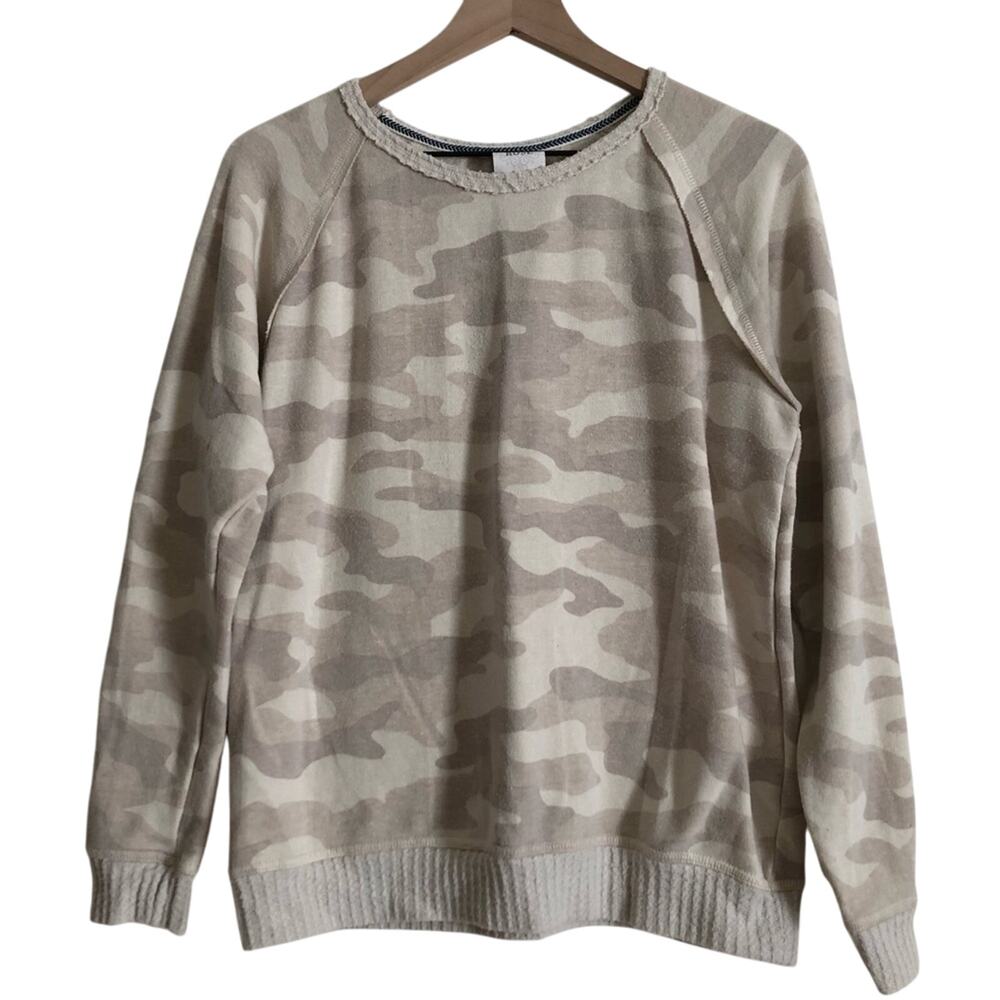 Knox Rose Beige Cream Camouflage Camo Pullover Sweatshirt Sweater Top Medium